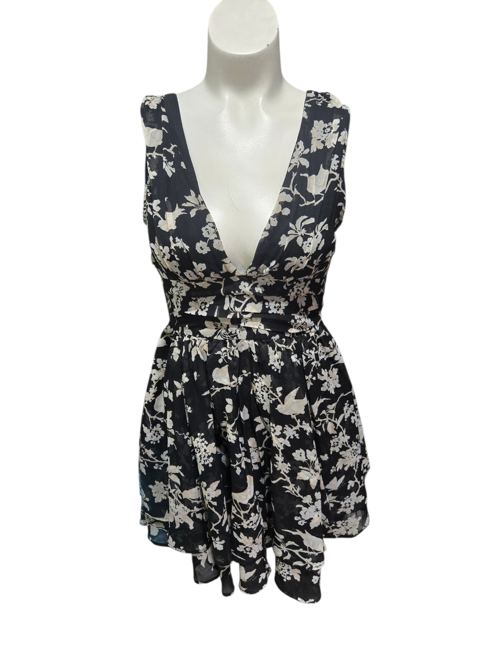 Abercrombie & Fitch Floral Black Brown Ivory Fit & Flare Dress XS Petite